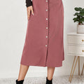 Corduroy Button Skirt