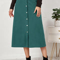 Corduroy Button Skirt