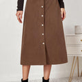 Corduroy Button Skirt