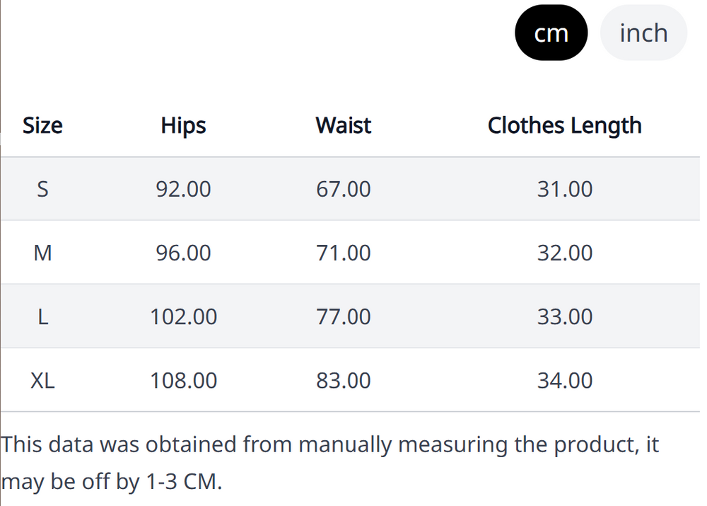 Size Chart