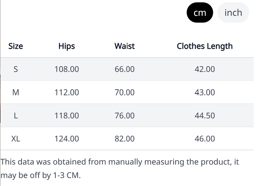 Size Chart