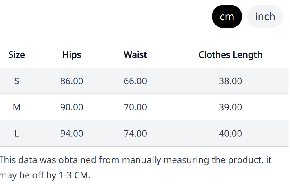 Size Chart