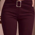 Crystal Buckle Flare Pants