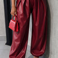 Wine Leather Pants