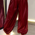 Wine Leather Pants