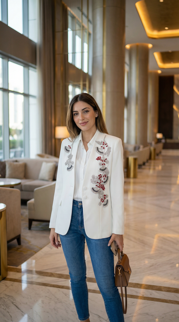 Ivory Bloom Blazer