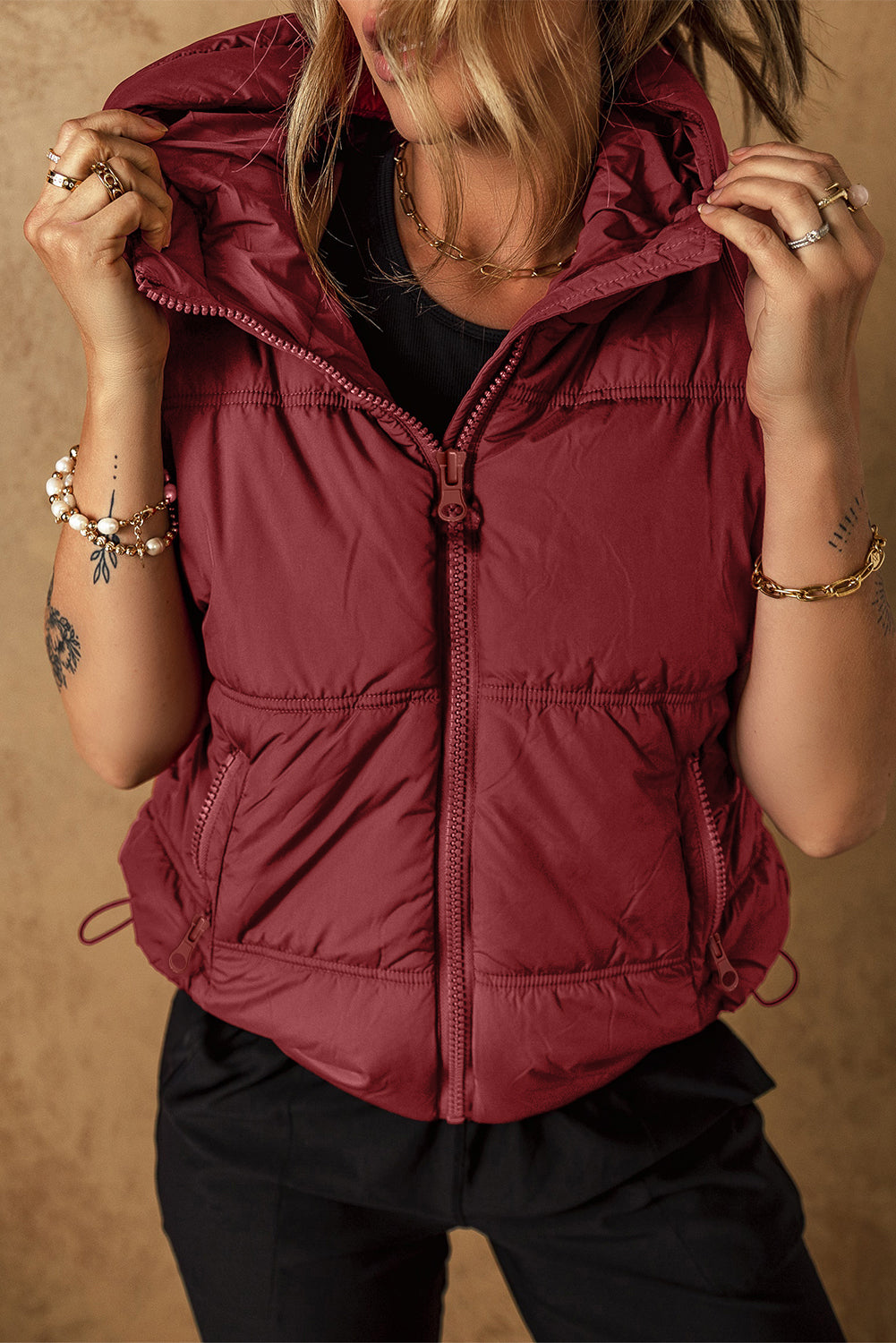 Wine Puffer Vest