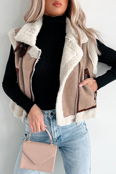 Taupe Shearling Vest