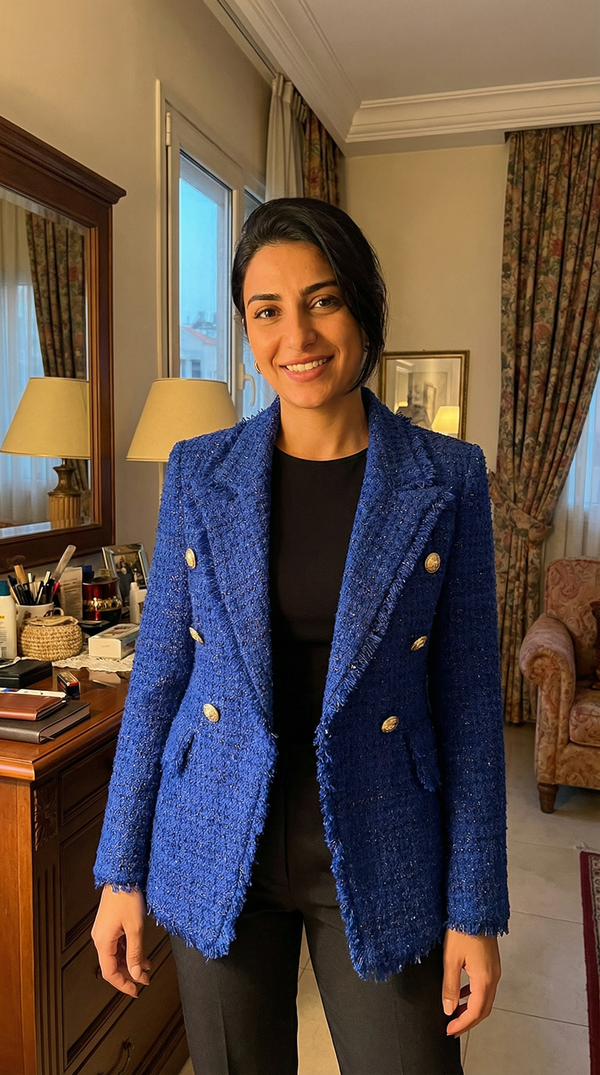 Royal Azure Tweed Blazer