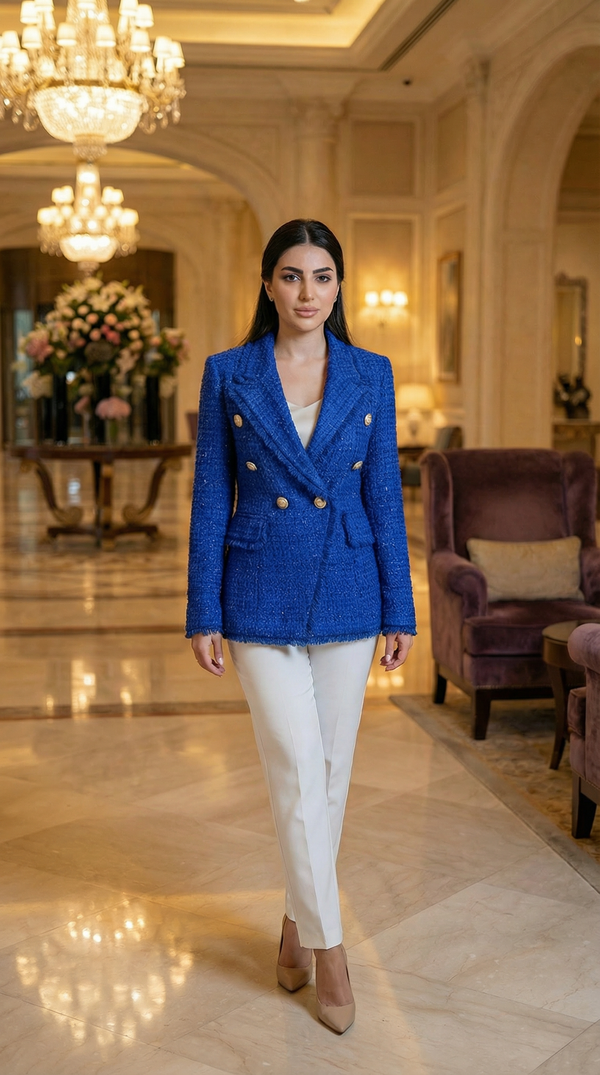 Royal Azure Tweed Blazer