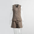 Vanilla Sand Linen Vest Set