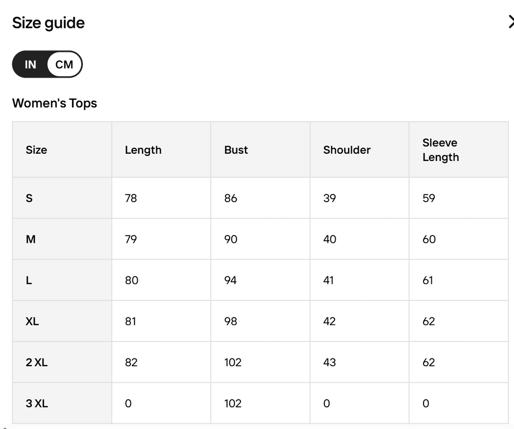 Size Chart