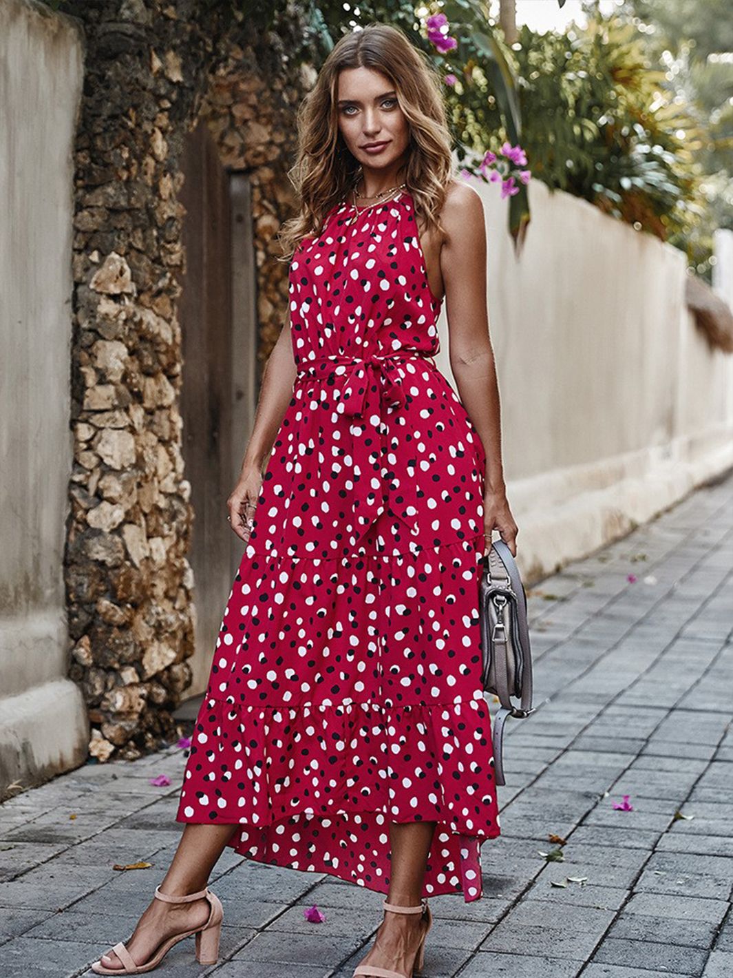 Romantic Spot Midi Dress