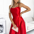 17463-3-419-1 PERLA satin long dress with a neckline on the back - red-3