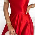 17463-6-419-1 PERLA satin long dress with a neckline on the back - red-6
