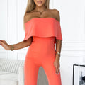 17830-5-444-1 Jumpsuit with a frill and bare shoulders - peach-5