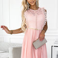 18088-1-454-2 GRETA dress with lace and gold belt - peach-1