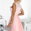 18088-2-454-2 GRETA dress with lace and gold belt - peach-2