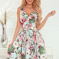 18126-1-478-1 MAYA Dress with longer back, neckline and belt - pink flowers-1