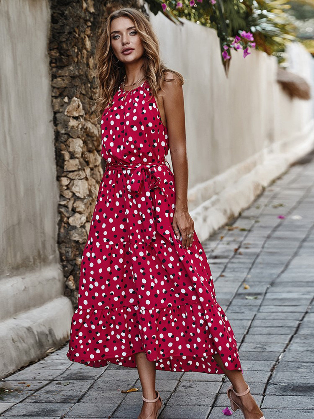 Romantic Spot Midi Dress