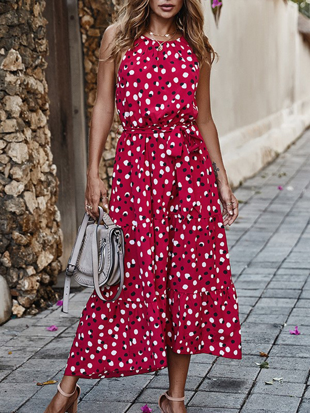 Romantic Spot Midi Dress