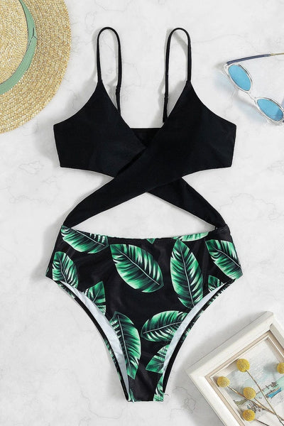 Stay Salty Leaf Print One-Piece Swimsuit
