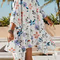 Seaside Retreat Floral Print Long Sleeve Coverup