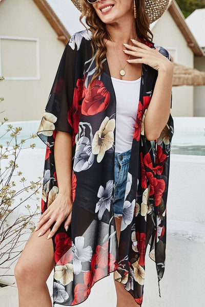 Beach Vibes Floral Print Long Sleeve Coverup