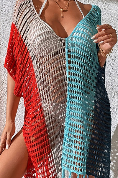 Seaside Fun Color Block Crochet Coverup