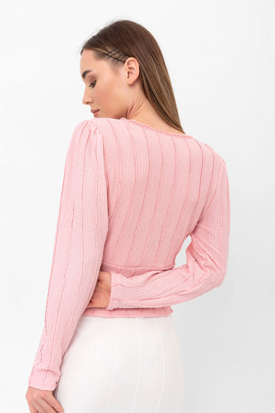 Daisy Bohemian Long-Sleeve Blouse - Pink