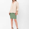 Vanessa Slouchy Button-Up Shirt - Beige