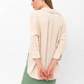 Vanessa Slouchy Button-Up Shirt - Beige