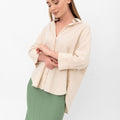 Vanessa Slouchy Button-Up Shirt - Beige
