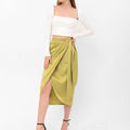 Audriana Wrap-Around Midi Skirt - Green