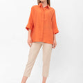 Bethany Over-Sized Button Down Shirt - Orange