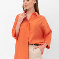 Bethany Over-Sized Button Down Shirt - Orange