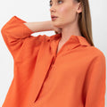 Bethany Over-Sized Button Down Shirt - Orange