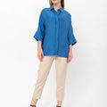 Bethany Over-Sized Button Down Shirt - Blue