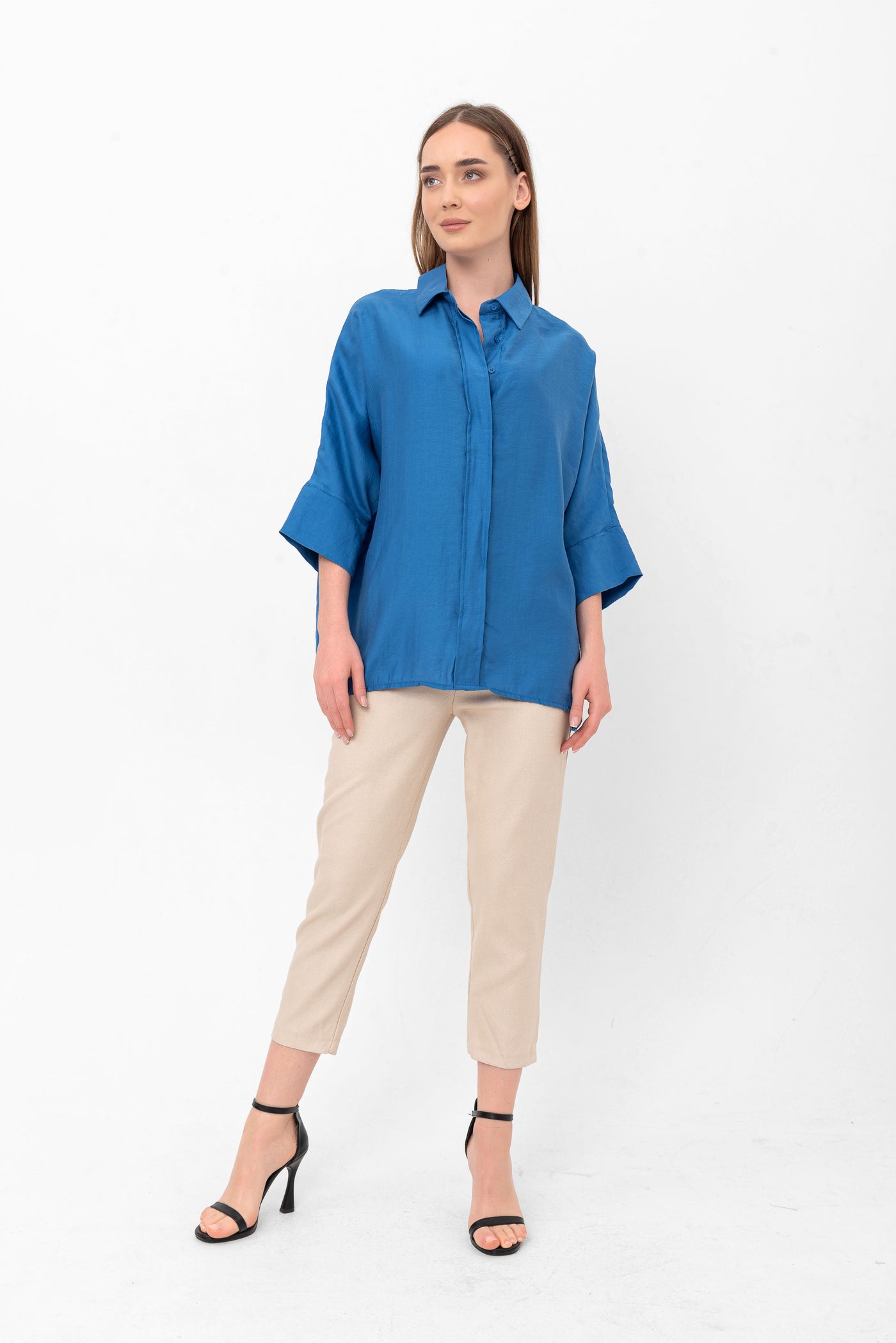 Bethany Over-Sized Button Down Shirt - Blue