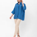 Bethany Over-Sized Button Down Shirt - Blue