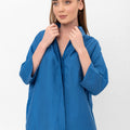 Bethany Over-Sized Button Down Shirt - Blue