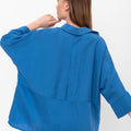 Bethany Over-Sized Button Down Shirt - Blue