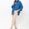 Bethany Over-Sized Button Down Shirt - Blue