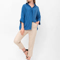 Bethany Over-Sized Button Down Shirt - Blue