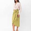 Audriana Wrap-Around Midi Skirt - Green