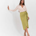 Audriana Wrap-Around Midi Skirt - Green