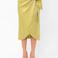 Audriana Wrap-Around Midi Skirt - Green
