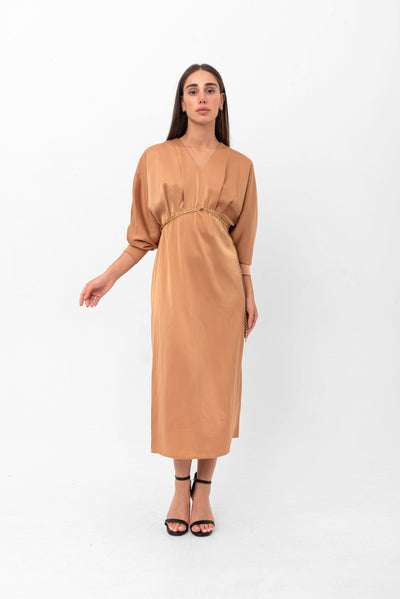 Queenly Belted Long-Sleeve Gown