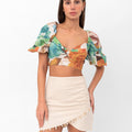 Lorelei Tropical Print Crop Top - Green