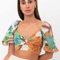 Lorelei Tropical Print Crop Top - Green